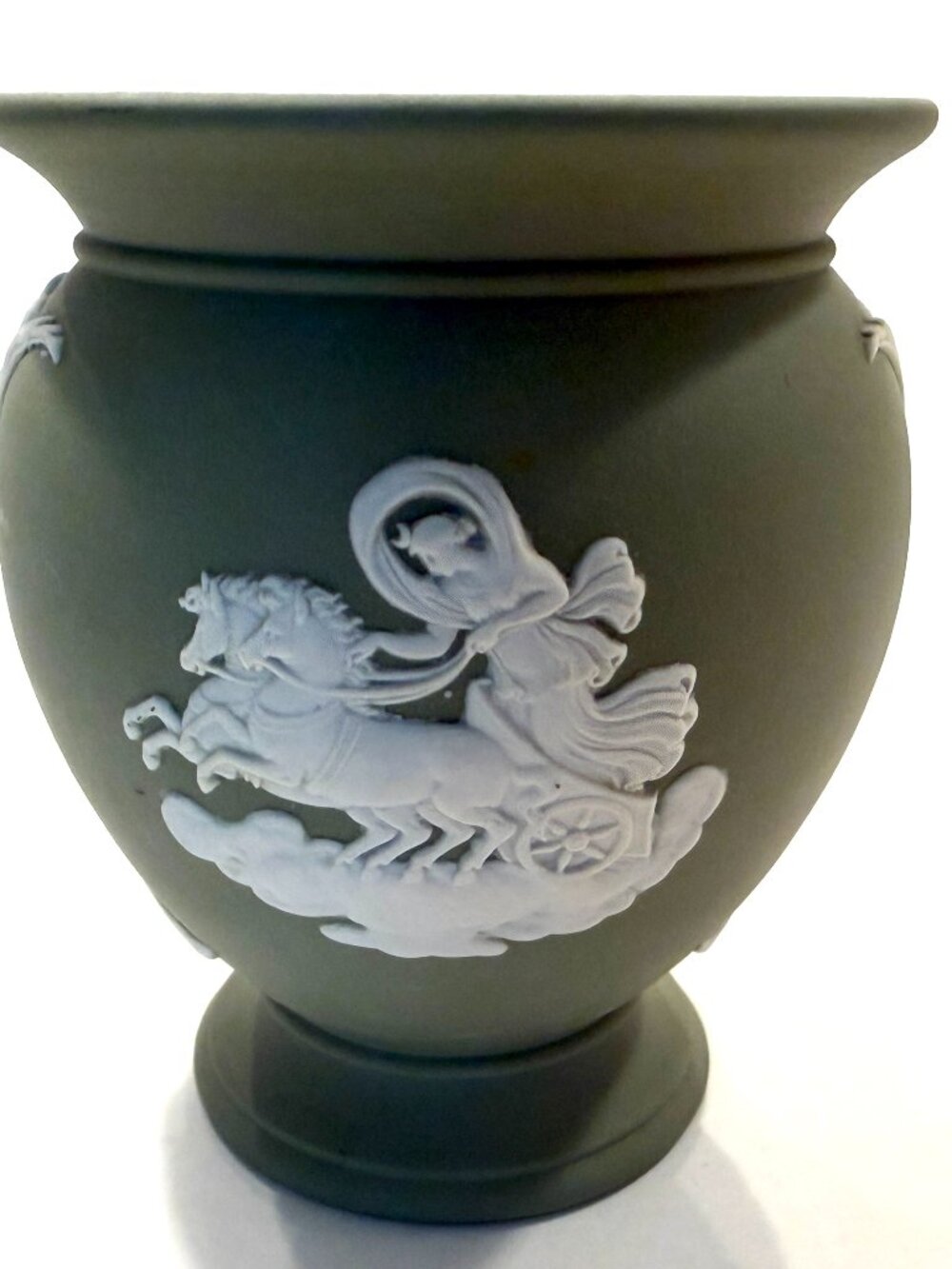 Wedgwood England Bas Relief Jasper Sage Green Aphrodite Vase